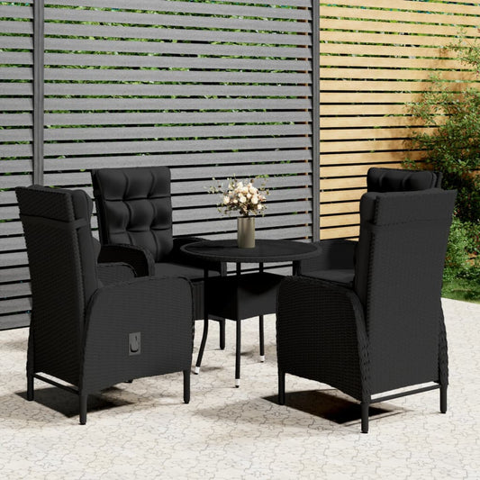 Set da Bistrot per Giardino 5 pz in Polyrattan Nero - homemem39