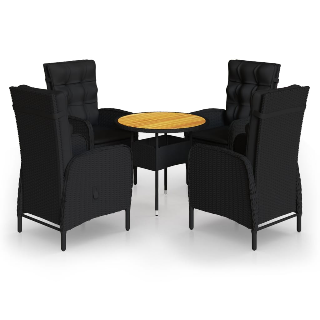 Set da Bistrot per Giardino 5 pz in Polyrattan Nero - homemem39