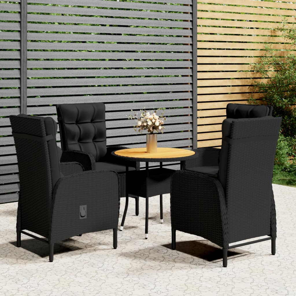 Set da Bistrot per Giardino 5 pz in Polyrattan Nero - homemem39