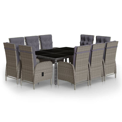 Set Pranzo da Giardino 11pz in Polyrattan Grigio - homemem39