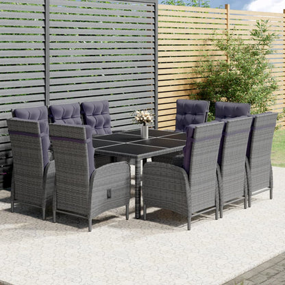Set Pranzo da Giardino 11pz in Polyrattan Grigio - homemem39