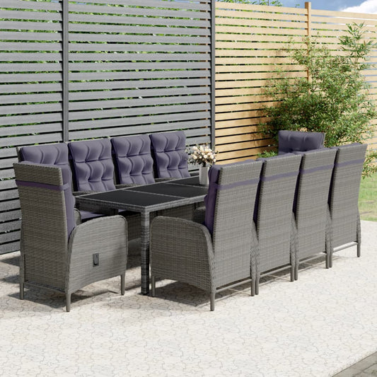 Set Pranzo da Giardino 11pz in Polyrattan Grigio - homemem39