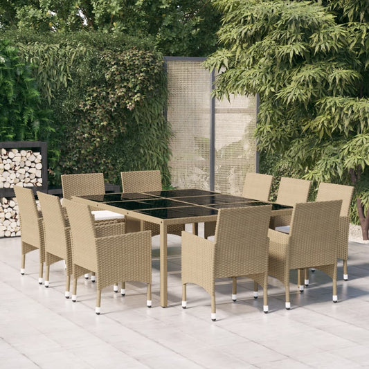 Set da Pranzo per Giardino 11 pz in Polyrattan Beige - homemem39