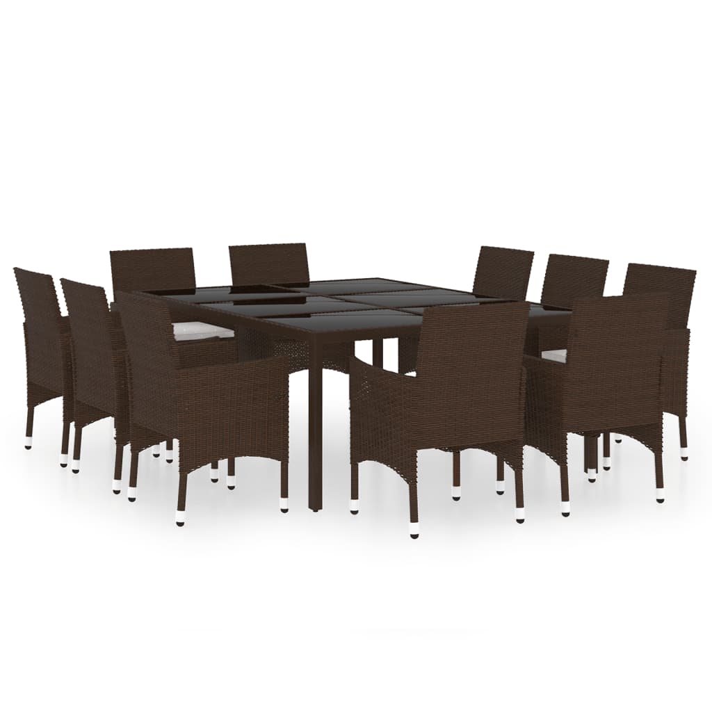 Set da Pranzo da Giardino 11 pz in Polyrattan Marrone - homemem39