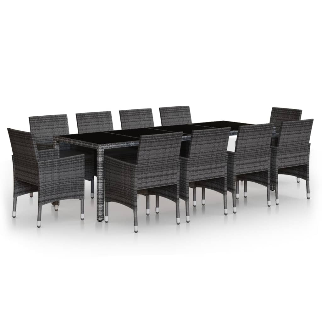 Set Pranzo da Giardino 11pz in Polyrattan Grigio - homemem39