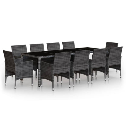 Set Pranzo da Giardino 11pz in Polyrattan Grigio - homemem39