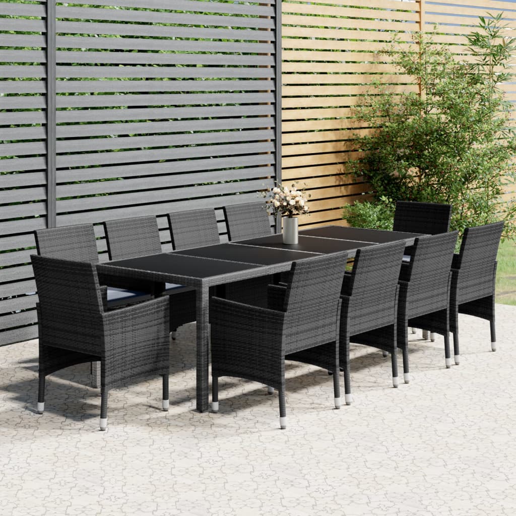 Set Pranzo da Giardino 11pz in Polyrattan Grigio - homemem39