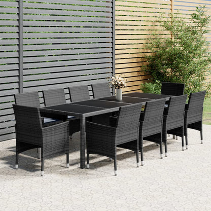 Set Pranzo da Giardino 11pz in Polyrattan Grigio - homemem39