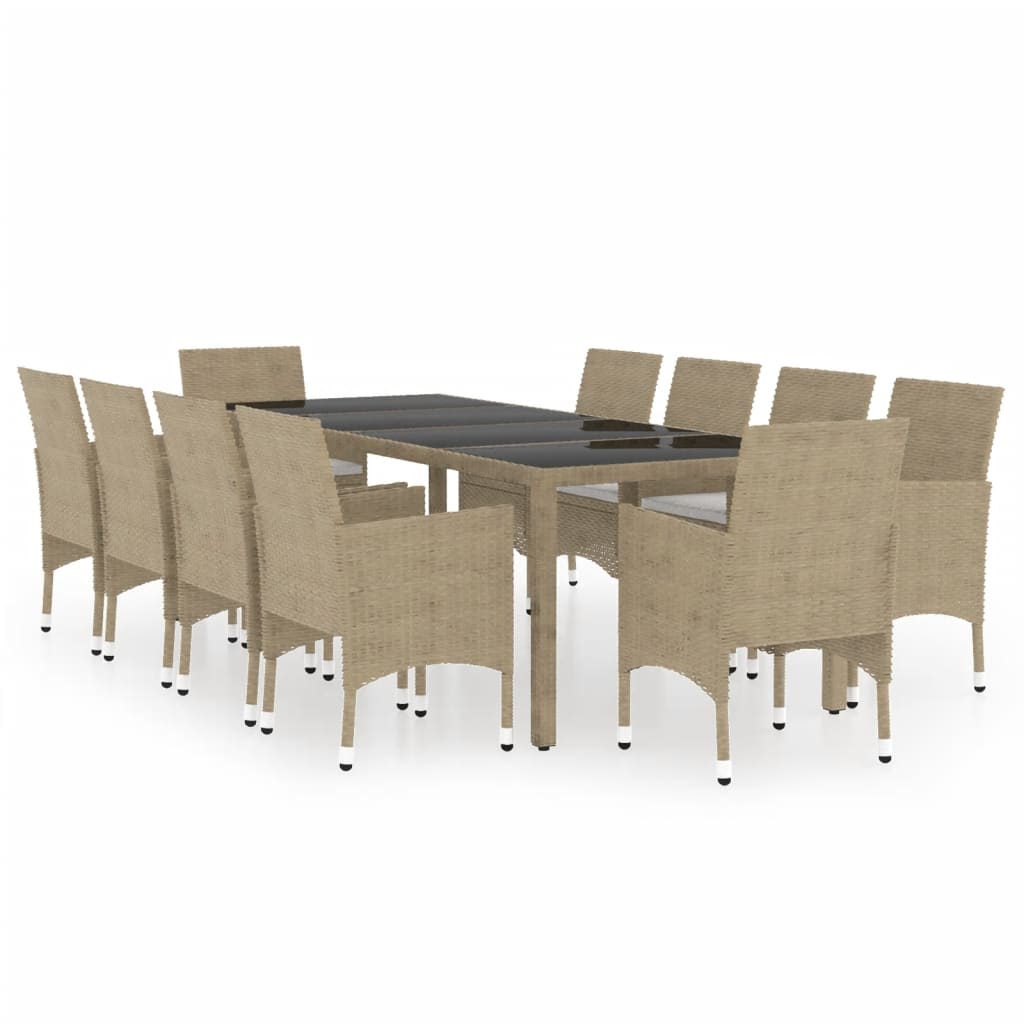 Set da Pranzo per Giardino 11 pz in Polyrattan Beige - homemem39