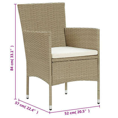 Set da Pranzo per Giardino 11 pz in Polyrattan Beige - homemem39