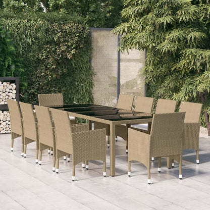 Set da Pranzo per Giardino 11 pz in Polyrattan Beige - homemem39