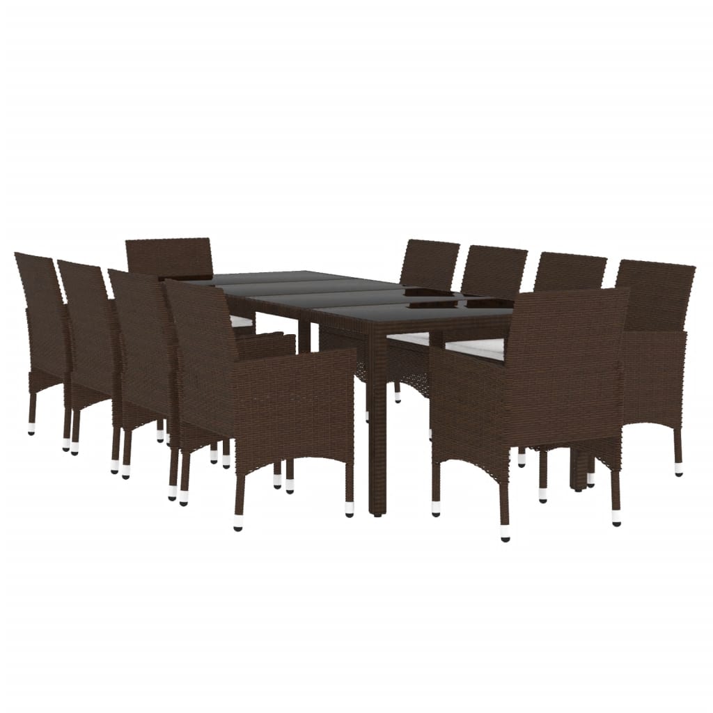 Set da Pranzo da Giardino 11 pz in Polyrattan Marrone - homemem39