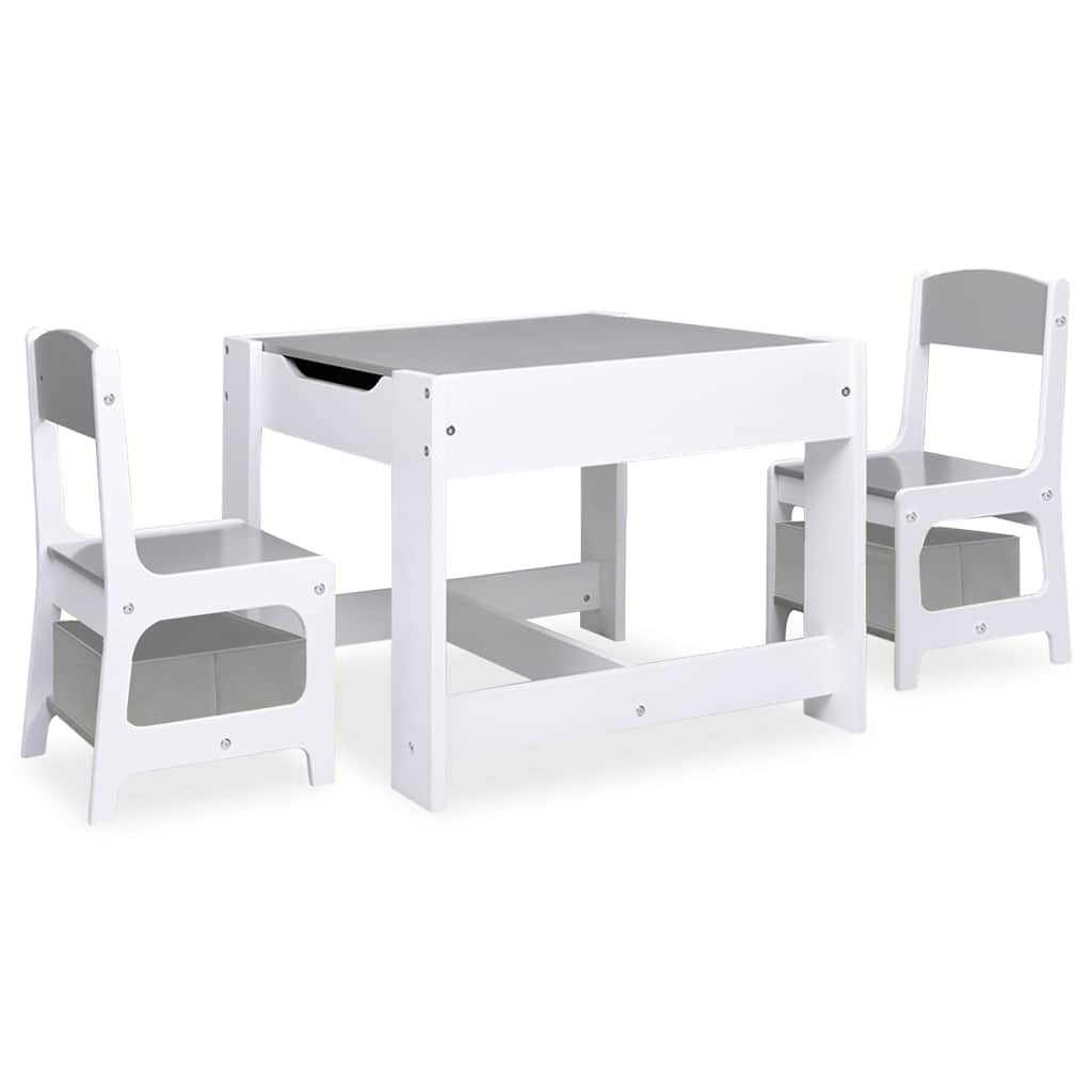Tavolo per Bambini con 2 Sedie Bianco in MDF | homemem39