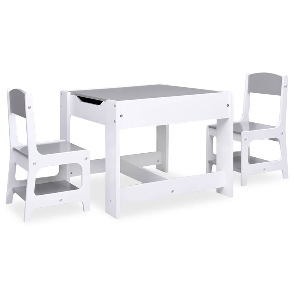 Tavolo per Bambini con 2 Sedie Bianco in MDF | homemem39