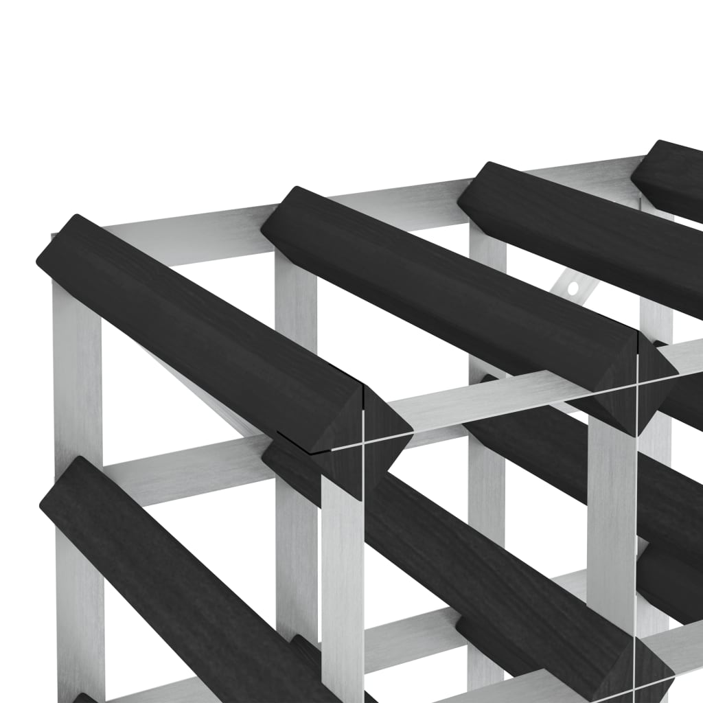 Portavini da 12 Bottiglie Nero in Legno Massello di Pino - homemem39