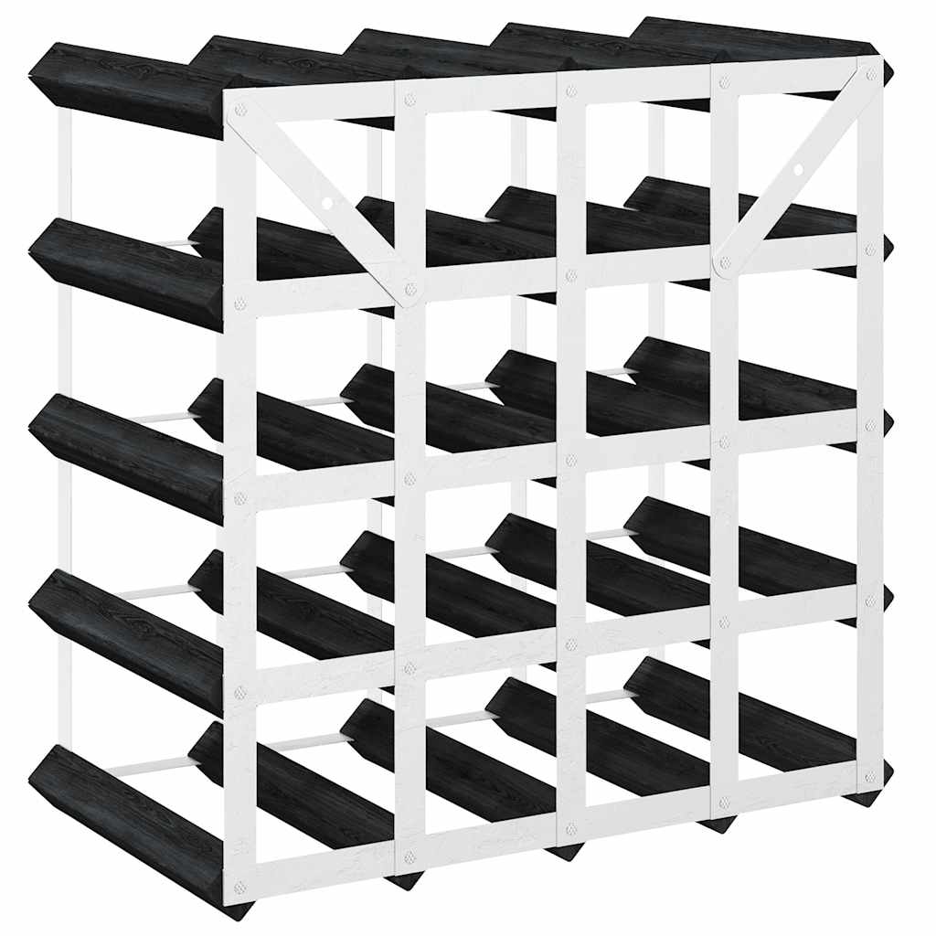 Portavini da 20 Bottiglie Nero in Legno Massello di Pino