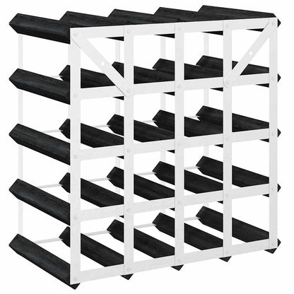 Portavini da 20 Bottiglie Nero in Legno Massello di Pino