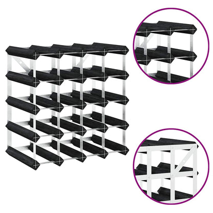 Portavini da 20 Bottiglie Nero in Legno Massello di Pino