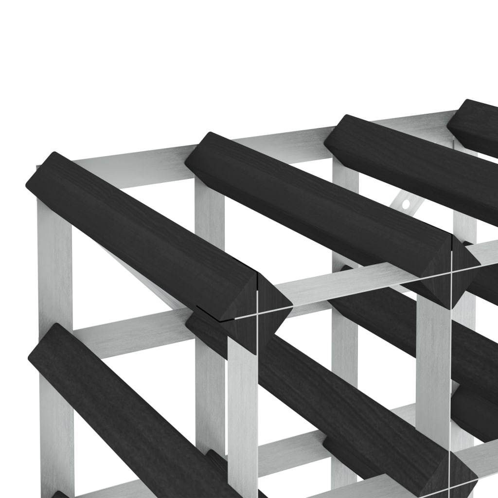 Portavini da 42 Bottiglie Nero in Legno Massello di Pino - homemem39