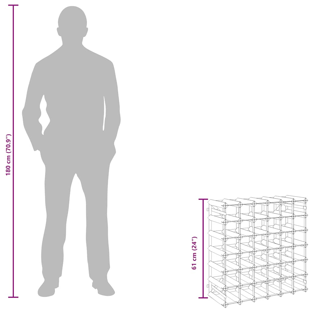 Portavini da 42 Bottiglie Nero in Legno Massello di Pino