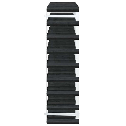 Portavini da 72 Bottiglie Nero in Legno Massello di Pino