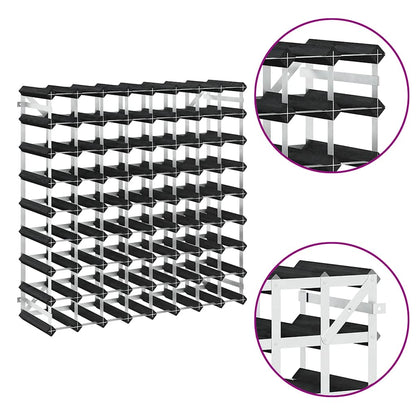 Portavini da 72 Bottiglie Nero in Legno Massello di Pino