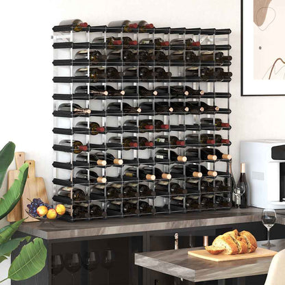 Portavini da 120 Bottiglie Nero in Legno Massello di Pino