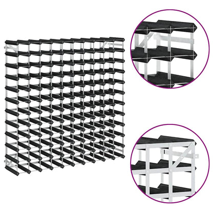 Portavini da 120 Bottiglie Nero in Legno Massello di Pino