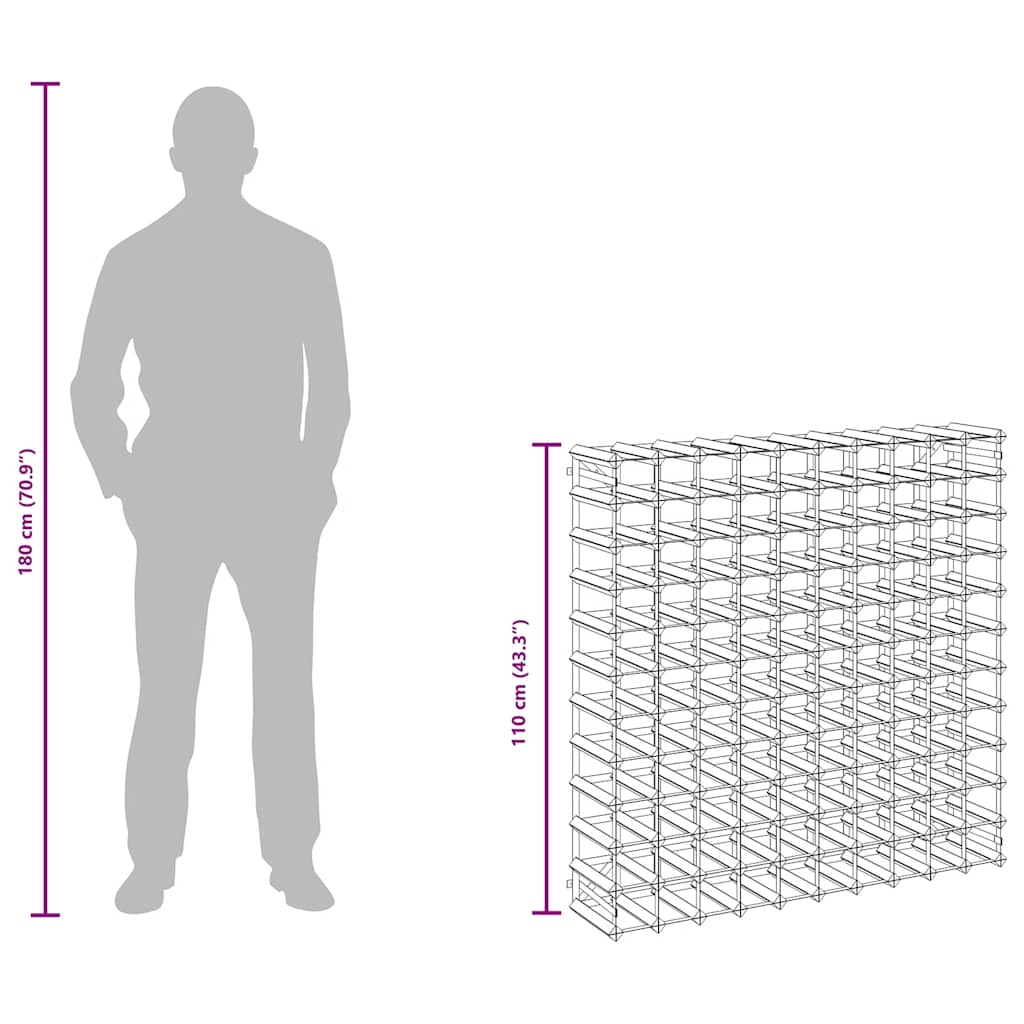 Portavini da 120 Bottiglie Nero in Legno Massello di Pino
