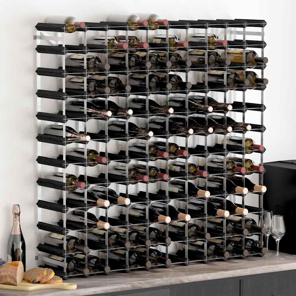 Portavini da 120 Bottiglie Nero in Legno Massello di Pino