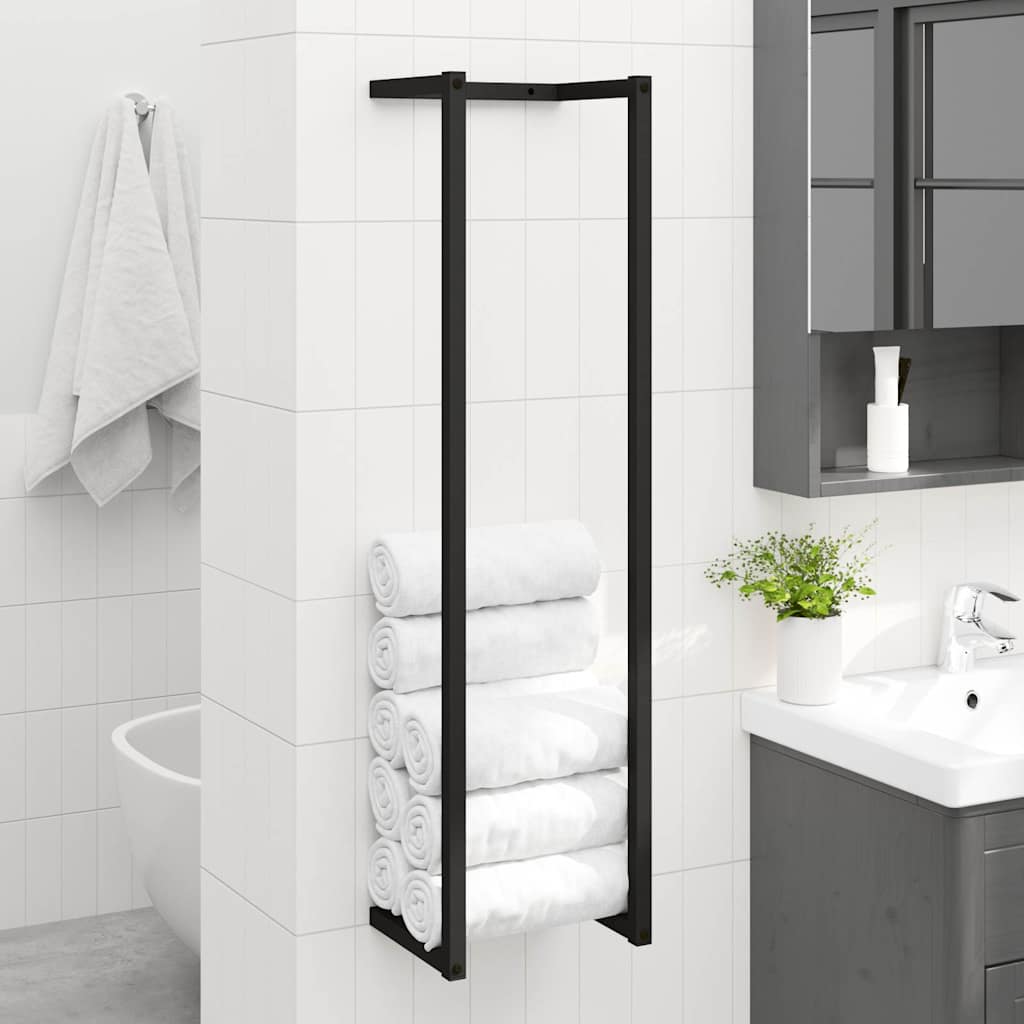 Portasciugamani da Terra Nero 25x20x95 cm Ferro | homemem39