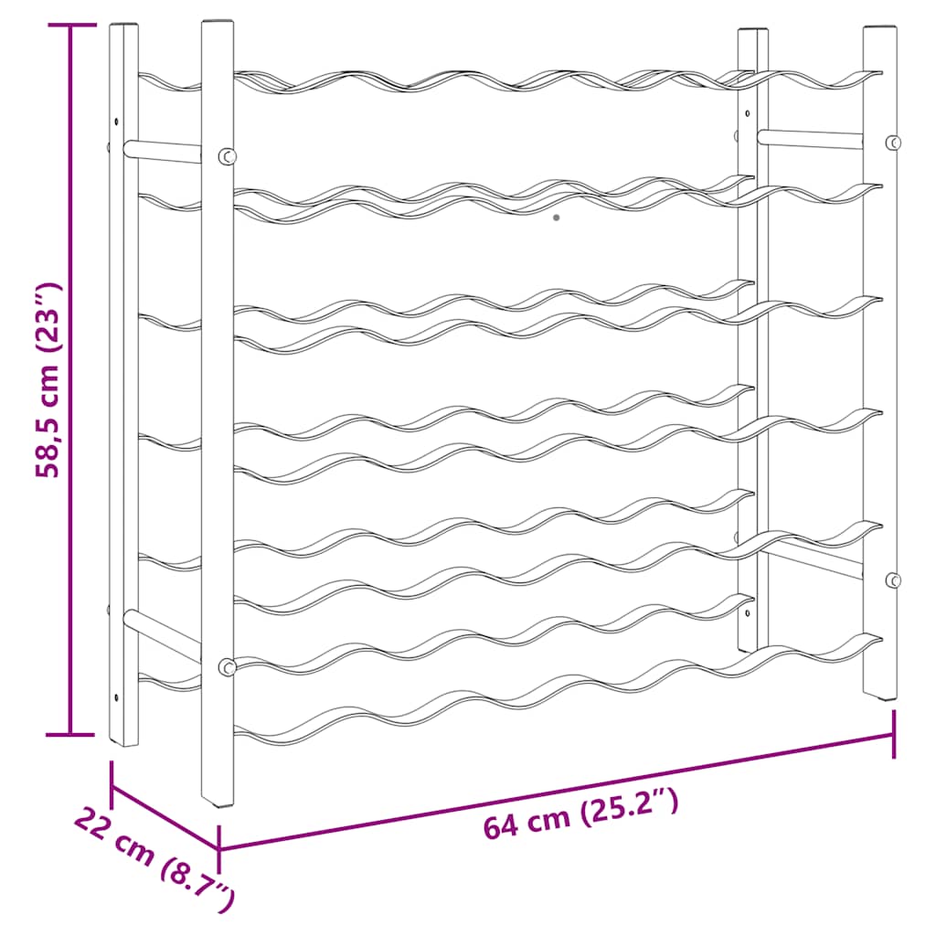 Portavini da 36 Bottiglie Nero in Ferro