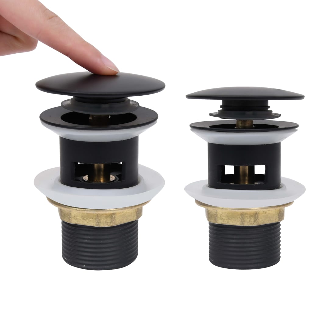 Scarico a Pressione con Funzione Troppopieno Nero 6,4x6,4x9,1cm - homemem39