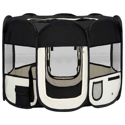 Box per Cani Pieghevole con Borsa Trasporto Nero 90x90x58 cm - homemem39