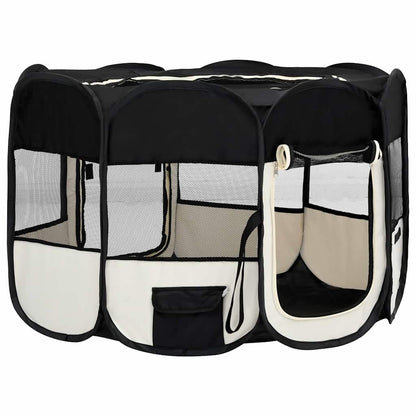 Box per Cani Pieghevole con Borsa Trasporto Nero 110x110x58 cm - homemem39
