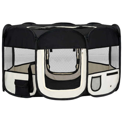 Box per Cani Pieghevole con Borsa Trasporto Nero 145x145x61 cm - homemem39