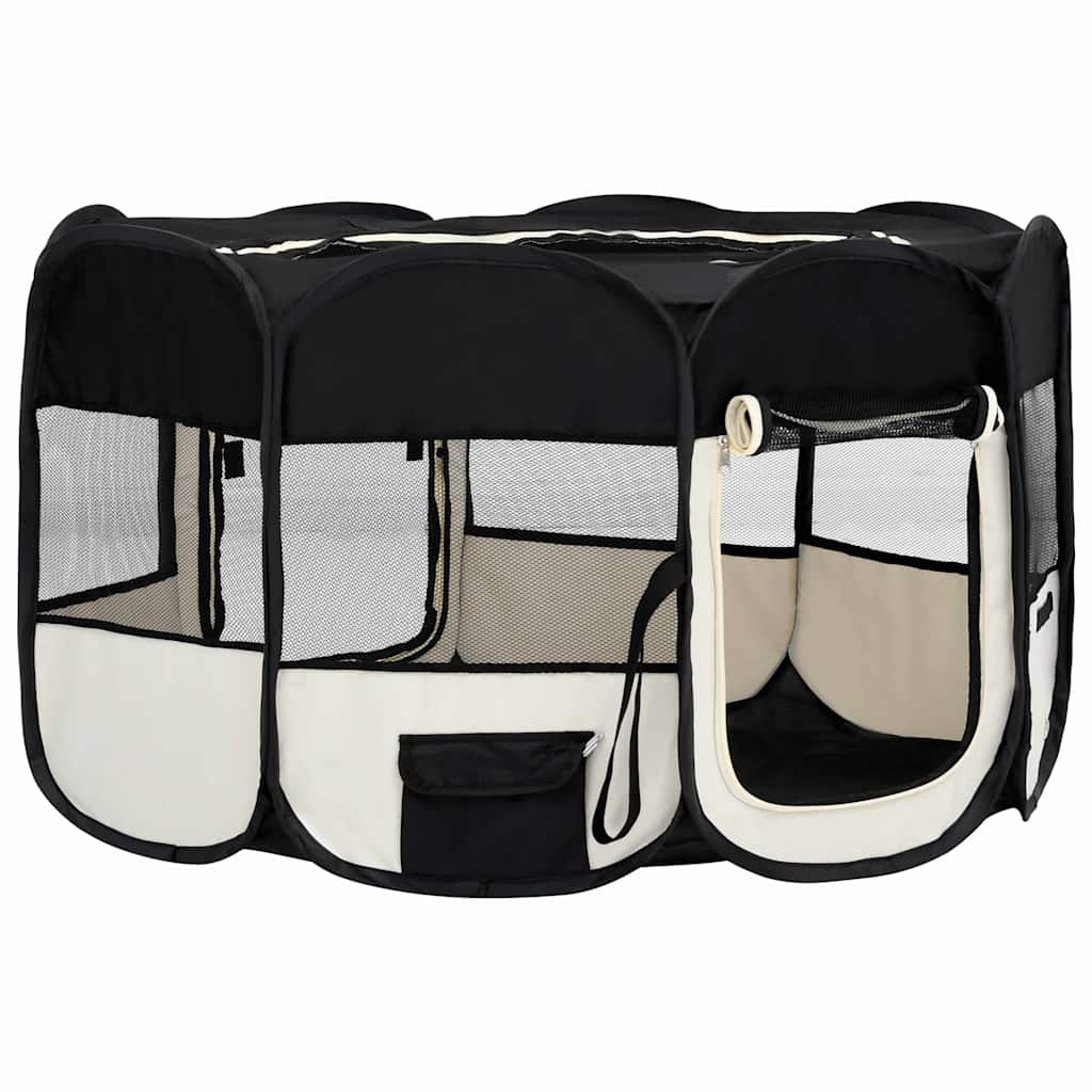Box per Cani Pieghevole con Borsa Trasporto Nero 145x145x61 cm - homemem39