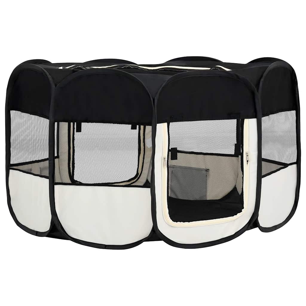 Box per Cani Pieghevole con Borsa Trasporto Nero 145x145x61 cm - homemem39