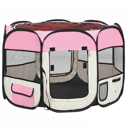 Box per Cani Pieghevole con Borsa Trasporto Rosa 90x90x58 cm | homemem39