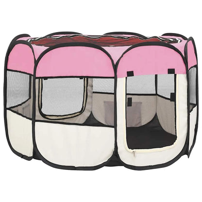 Box per Cani Pieghevole con Borsa Trasporto Rosa 90x90x58 cm