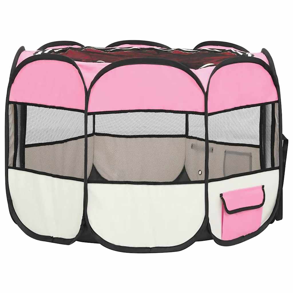Box per Cani Pieghevole con Borsa Trasporto Rosa 90x90x58 cm | homemem39