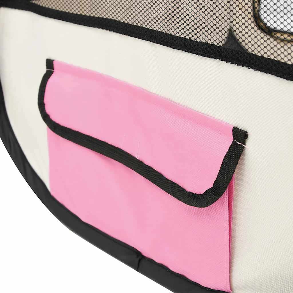 Box per Cani Pieghevole con Borsa Trasporto Rosa 90x90x58 cm | homemem39
