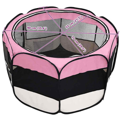 Box per Cani Pieghevole con Borsa Trasporto Rosa 90x90x58 cm | homemem39