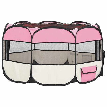 Box per Cani Pieghevole con Borsa Trasporto Rosa 110x110x58 cm - homemem39
