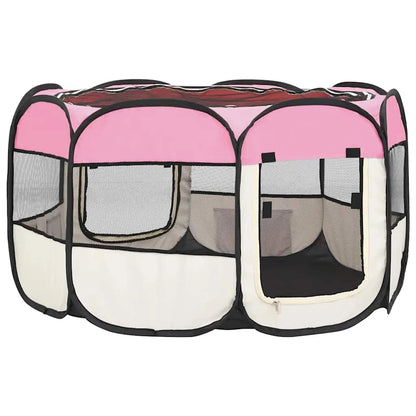 Box per Cani Pieghevole con Borsa Trasporto Rosa 110x110x58 cm - homemem39