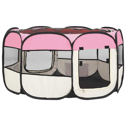 Box per Cani Pieghevole con Borsa Trasporto Rosa 125x125x61 cm - homemem39