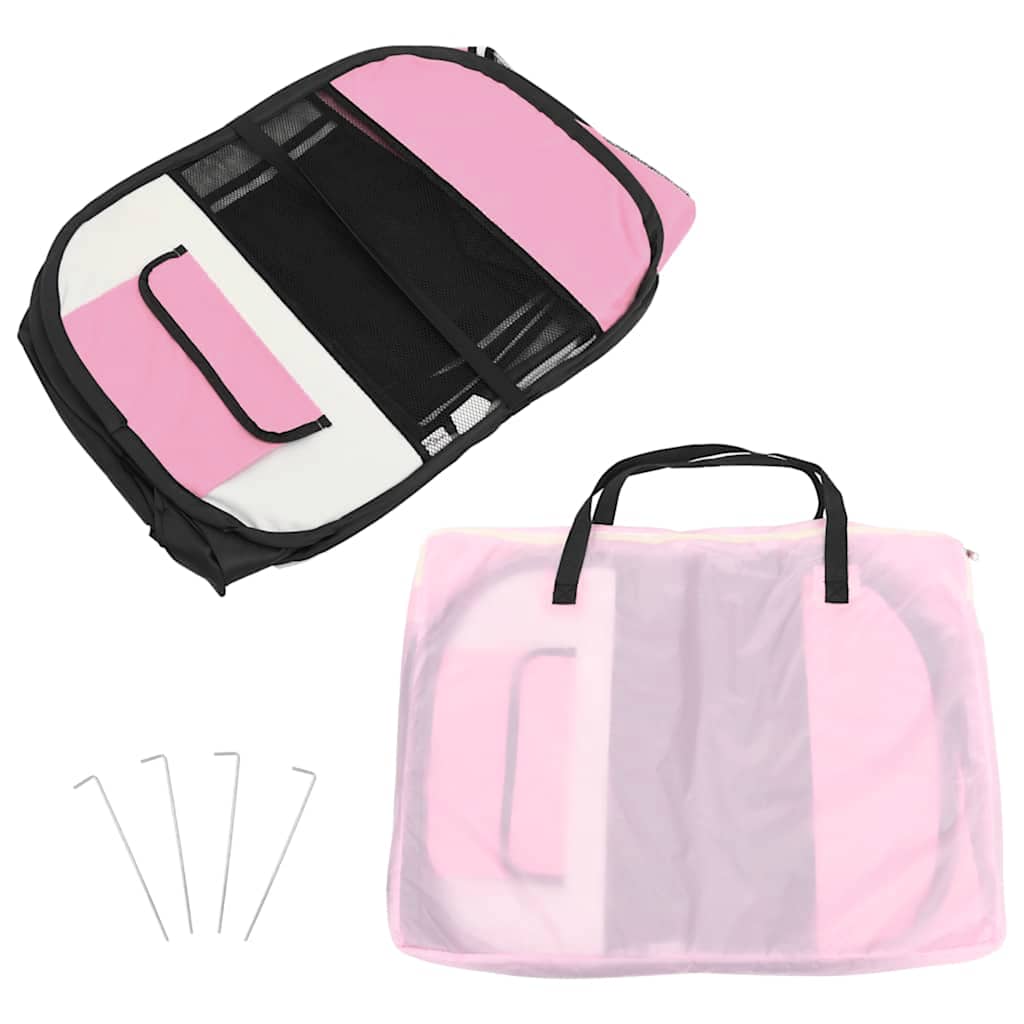 Box per Cani Pieghevole con Borsa Trasporto Rosa 125x125x61 cm - homemem39