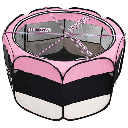 Box per Cani Pieghevole con Borsa Trasporto Rosa 125x125x61 cm - homemem39