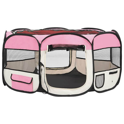 Box per Cani Pieghevole con Borsa Trasporto Rosa 145x145x61 cm - homemem39