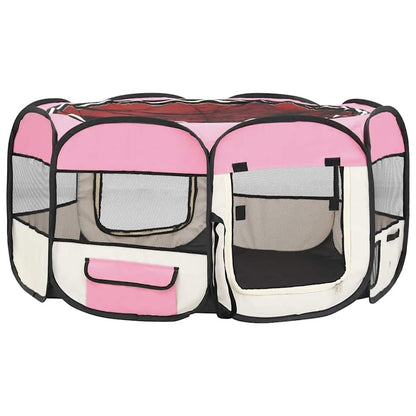 Box per Cani Pieghevole con Borsa Trasporto Rosa 145x145x61 cm - homemem39